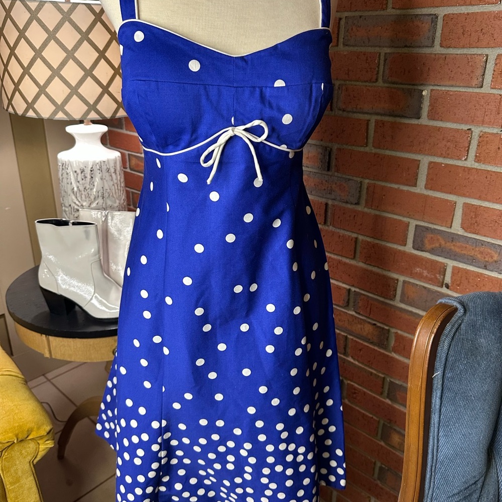 Kim Rogers Blue Asymmetrical Sundress with Sweetheart Neckline